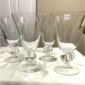 SET OF 4 VERY RARE VTG BLANKA BY MALERAS SWEDEN CRYSTAL WINE GLASSES CLOVE STEM